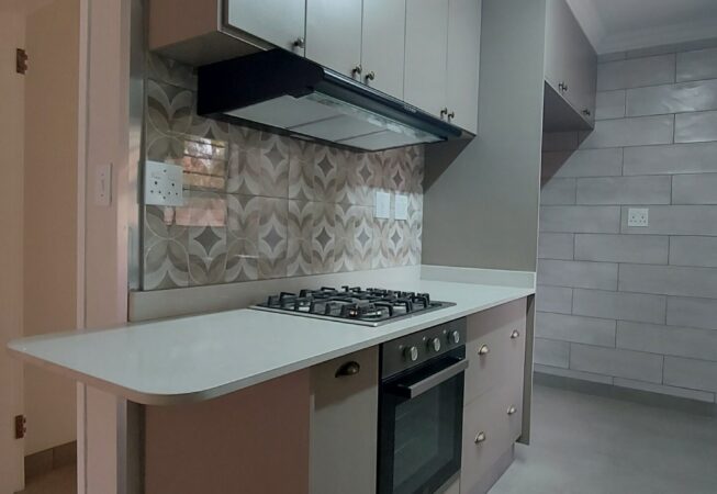 Kitchen revamp in Congo melamine and Vanilla quartz tops
