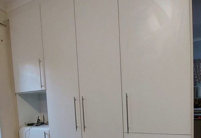 Craft room storage installation using White melamine